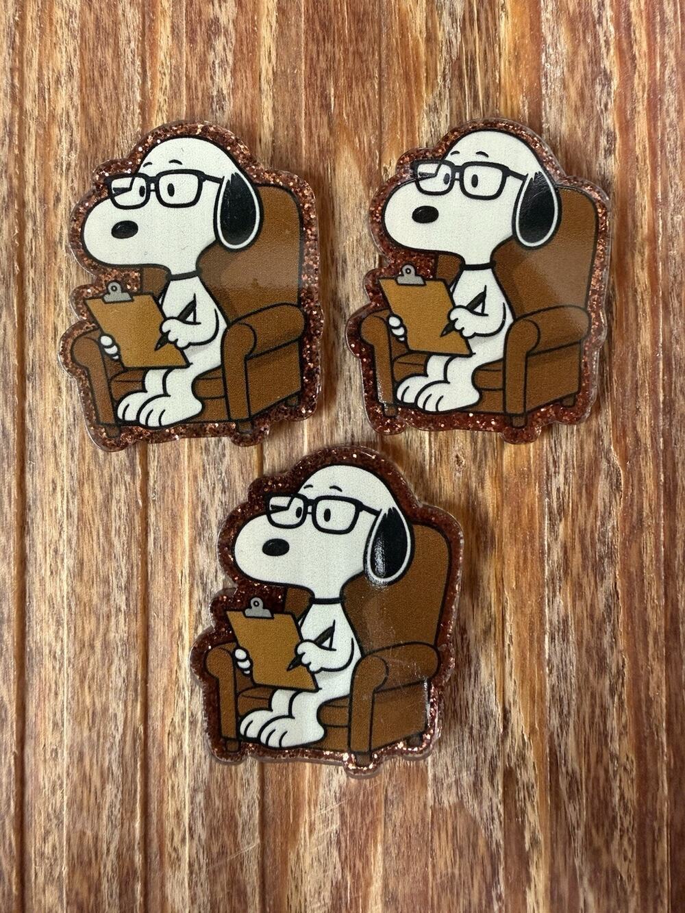 3 Pc Snoopy Acrylic Flatbacks